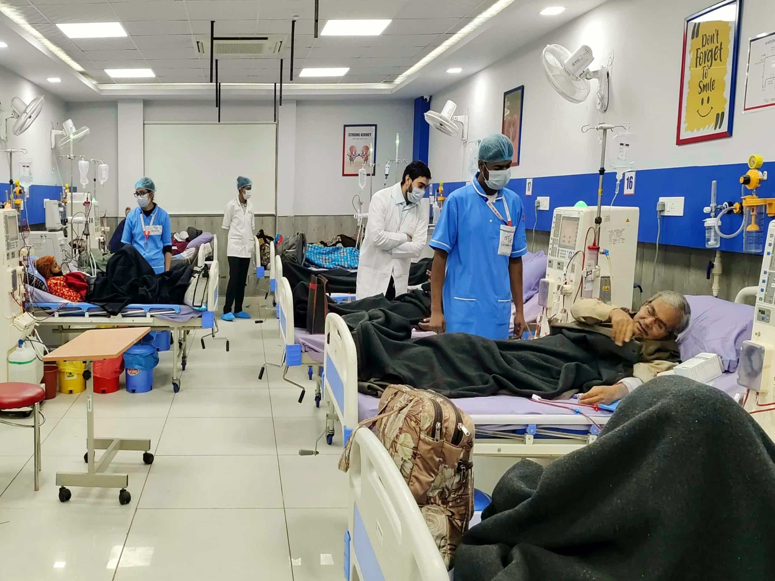 DCDC Kidney Care dialysis centre showing clinical environment with technicians and patients